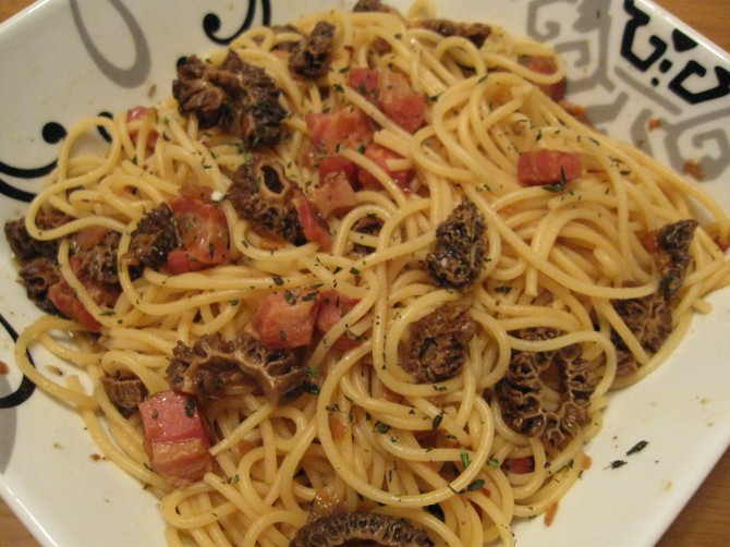 Spaghetti with Pancetta and Morels